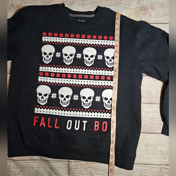 Fall Out Boy Music Band Skulls Ugly Christmas Holiday Crewneck Sweatshirt - Picture 3 of 5